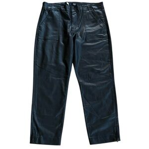 EUC Kut From The Kloth Reese Faux Leather Ankle Straight Leg Pants Black Size 14